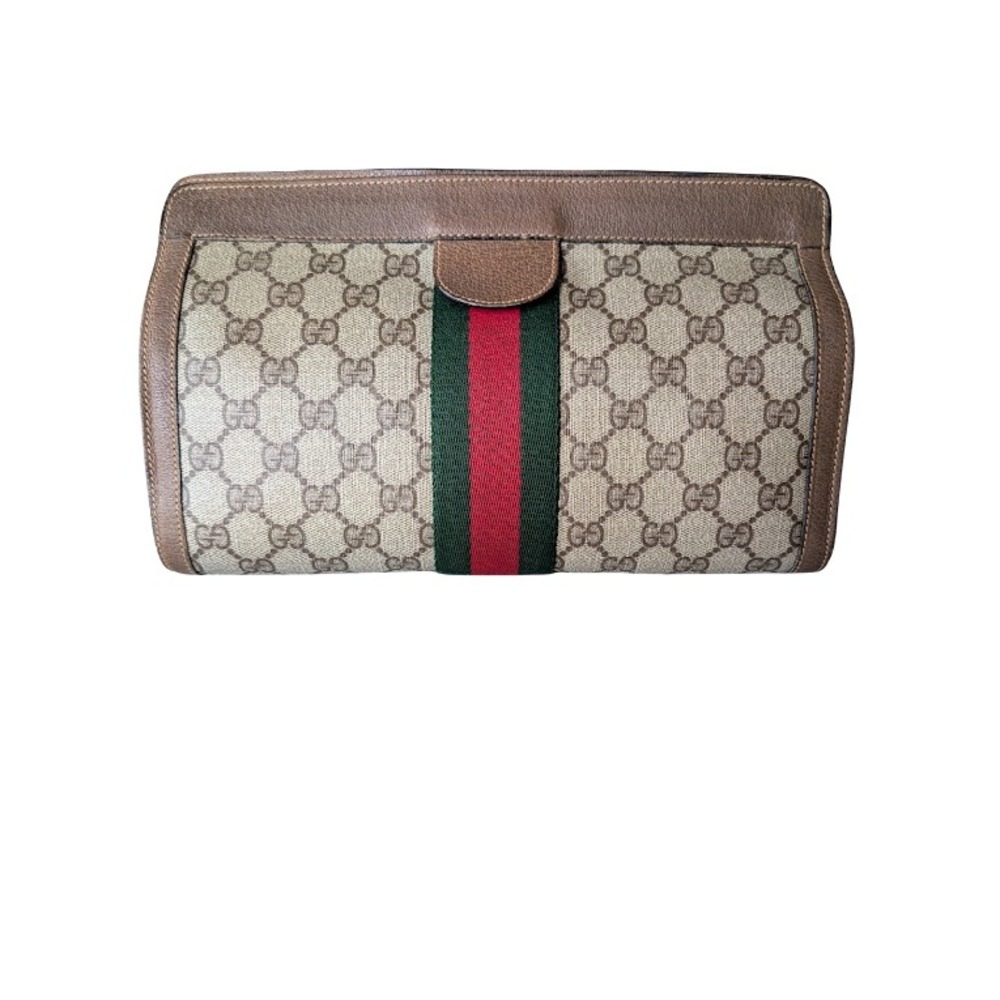 Gucci Vintage GG Supreme Monogram Web Stripe Clutch Bag 89.01.002 Entrupy COA